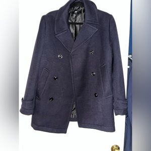 H&M Men’s navy blue peacoat 36R